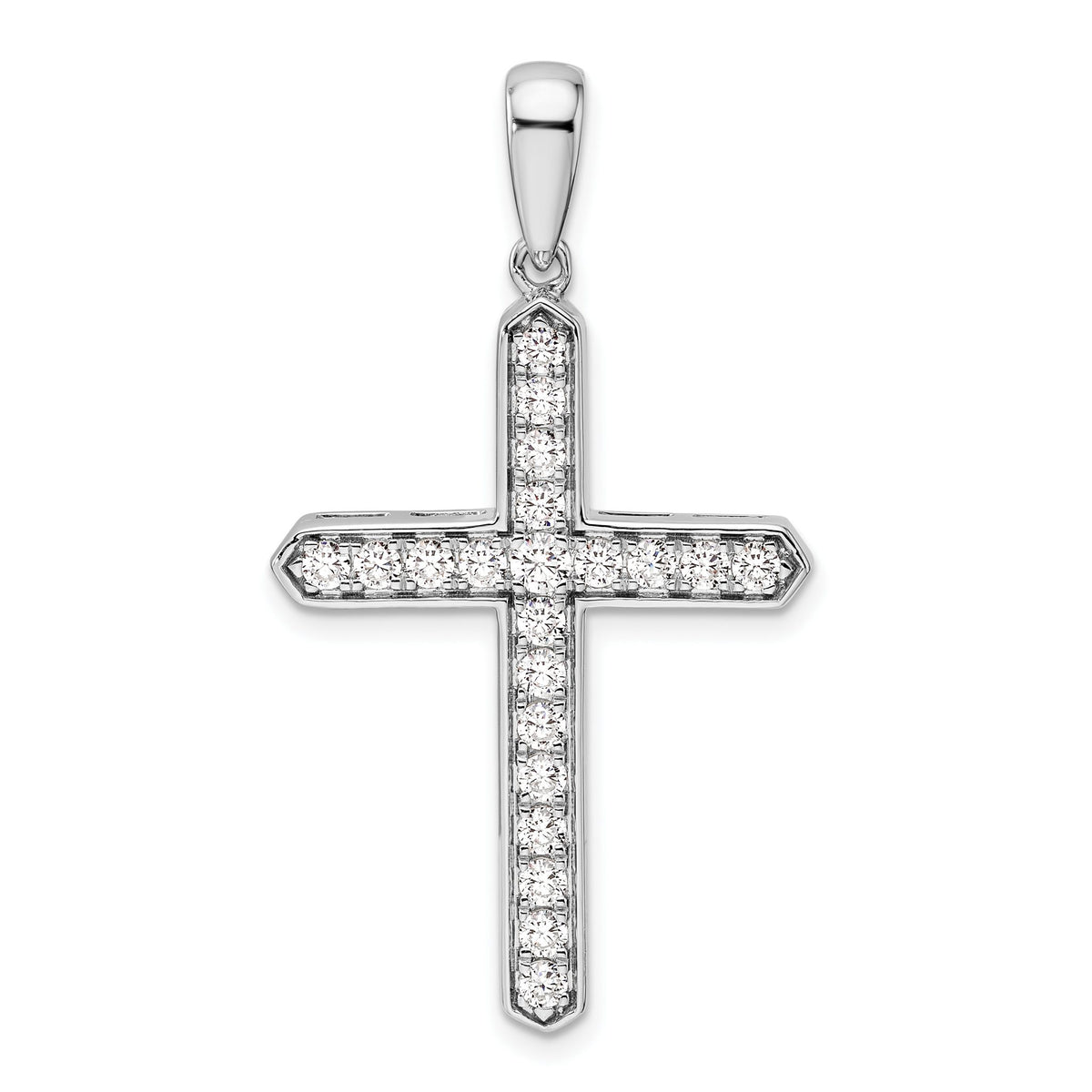 Lab-Grown Diamond Cross Pendant in 14K White Gold, 40mm (3/4 ct. tw.) - Sophia Jewelers Main image
