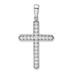 14k White Gold 3/4 carat Lab Grown Diamond VS/SI+ G+ Complete Cross Pendant