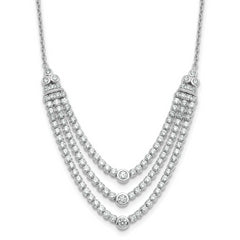 14k White Gold 2 3/4 carat Lab Grown Diamond VS/SI+ G+ 18 inch Triple Layer Necklace
