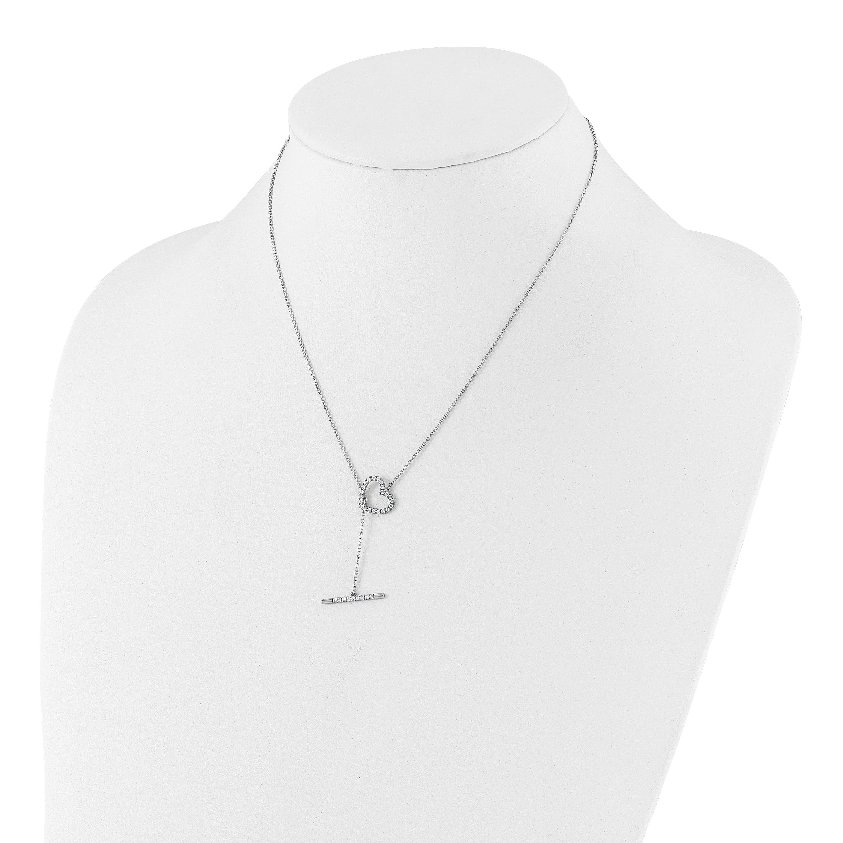 14kw 1/3 carat Lab Grown Diamond VS/SI+ G+ Complete 20 inch Heart Toggle Necklace