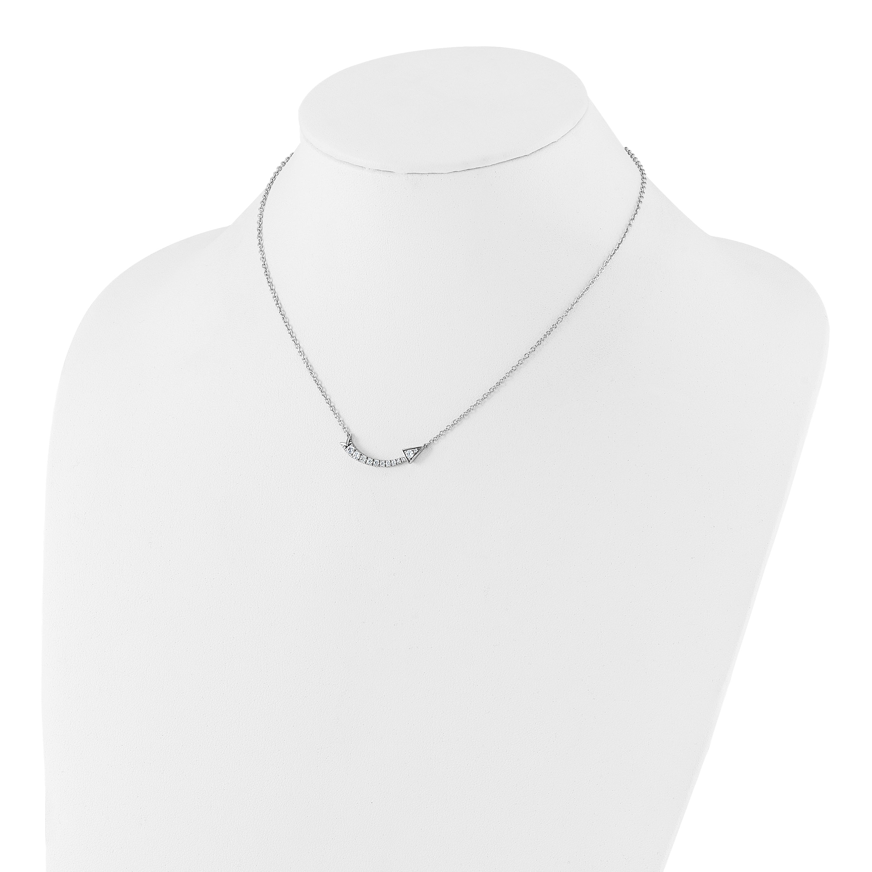 14k White Gold 3/8 carat Lab Grown Diamond VS/SI 16 inch Arrow Necklace