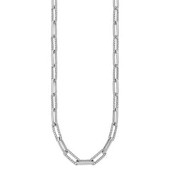 14k White Gold Polished 3.69 carat Diamond Paperclip Link 18 inch Necklace