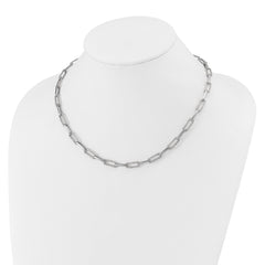 14k White Gold Polished 3.69 carat Diamond Paperclip Link 18 inch Necklace