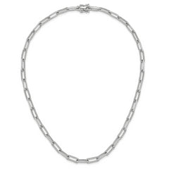 14k White Gold Polished 3.69 carat Diamond Paperclip Link 18 inch Necklace
