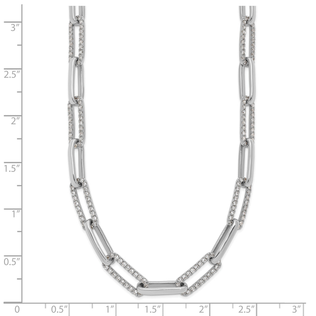 14k White Gold Polished 3.69 carat Diamond Paperclip Link 18 inch Necklace