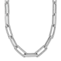 14k White Gold Polished 3.69 carat Diamond Paperclip Link 18 inch Necklace