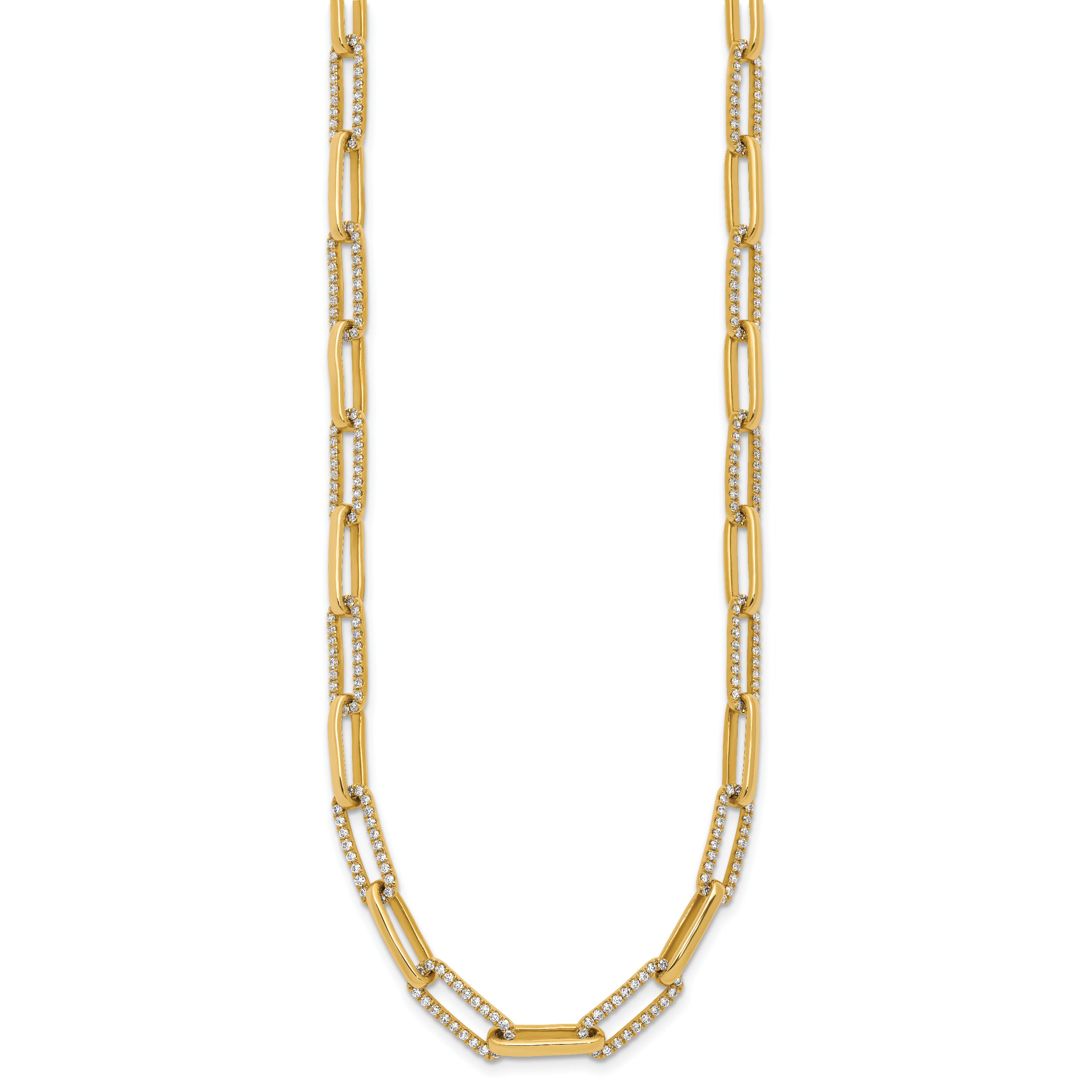 14k Polished 3.69 carat Diamond Paperclip Link 18 inch Necklace