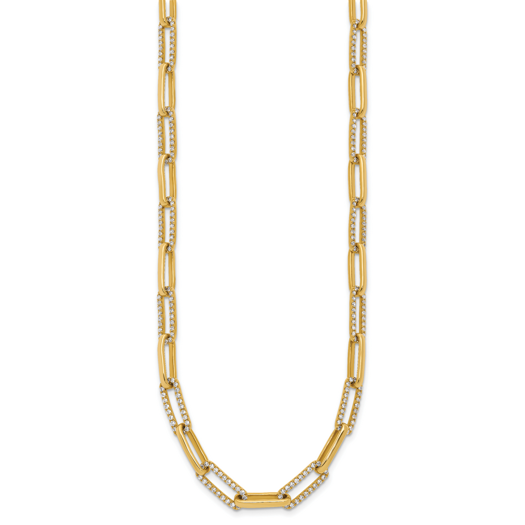 14k Polished 3.69 carat Diamond Paperclip Link 18 inch Necklace