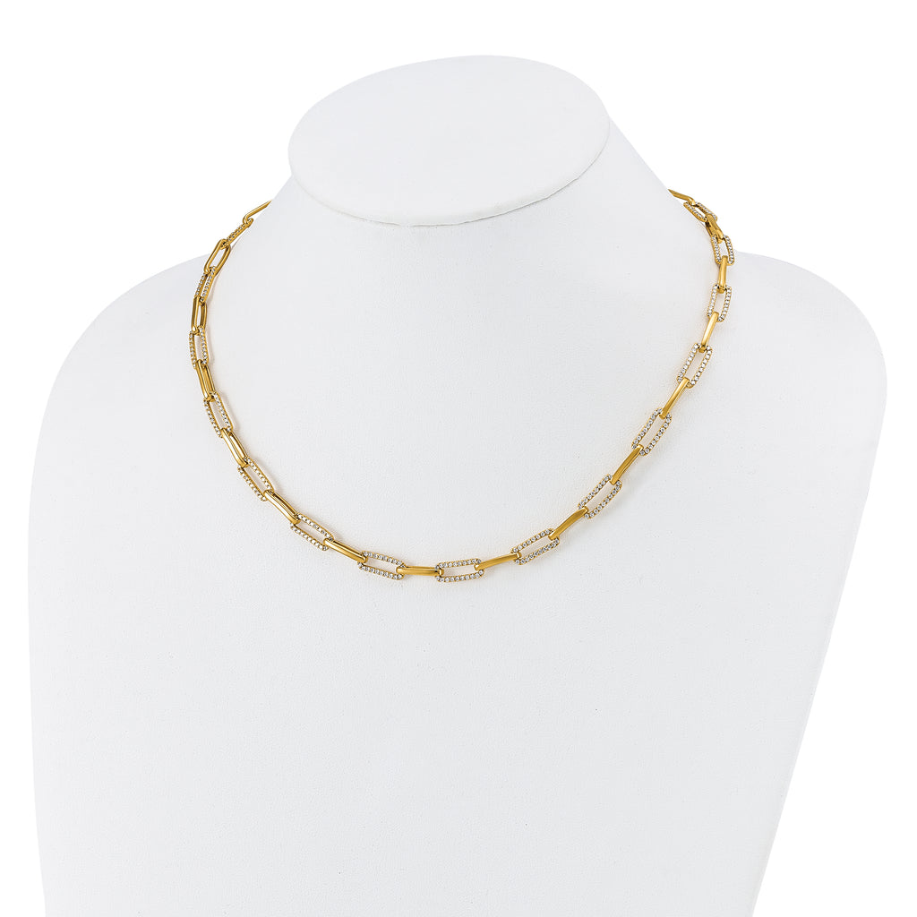 14k Polished 3.69 carat Diamond Paperclip Link 18 inch Necklace
