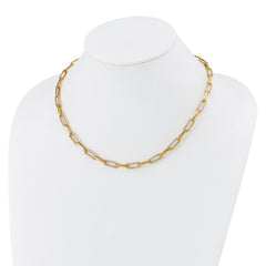 14k Polished 3.69 carat Diamond Paperclip Link 18 inch Necklace