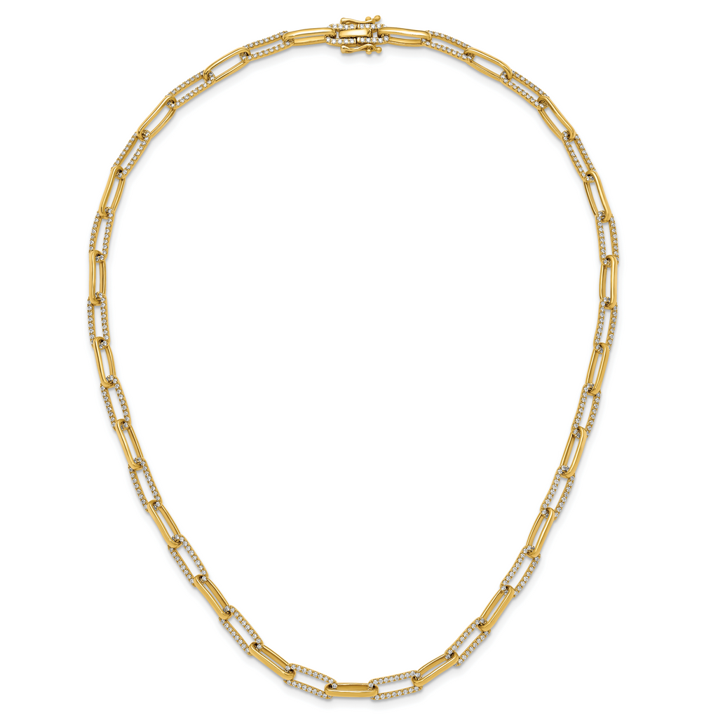 14k Polished 3.69 carat Diamond Paperclip Link 18 inch Necklace