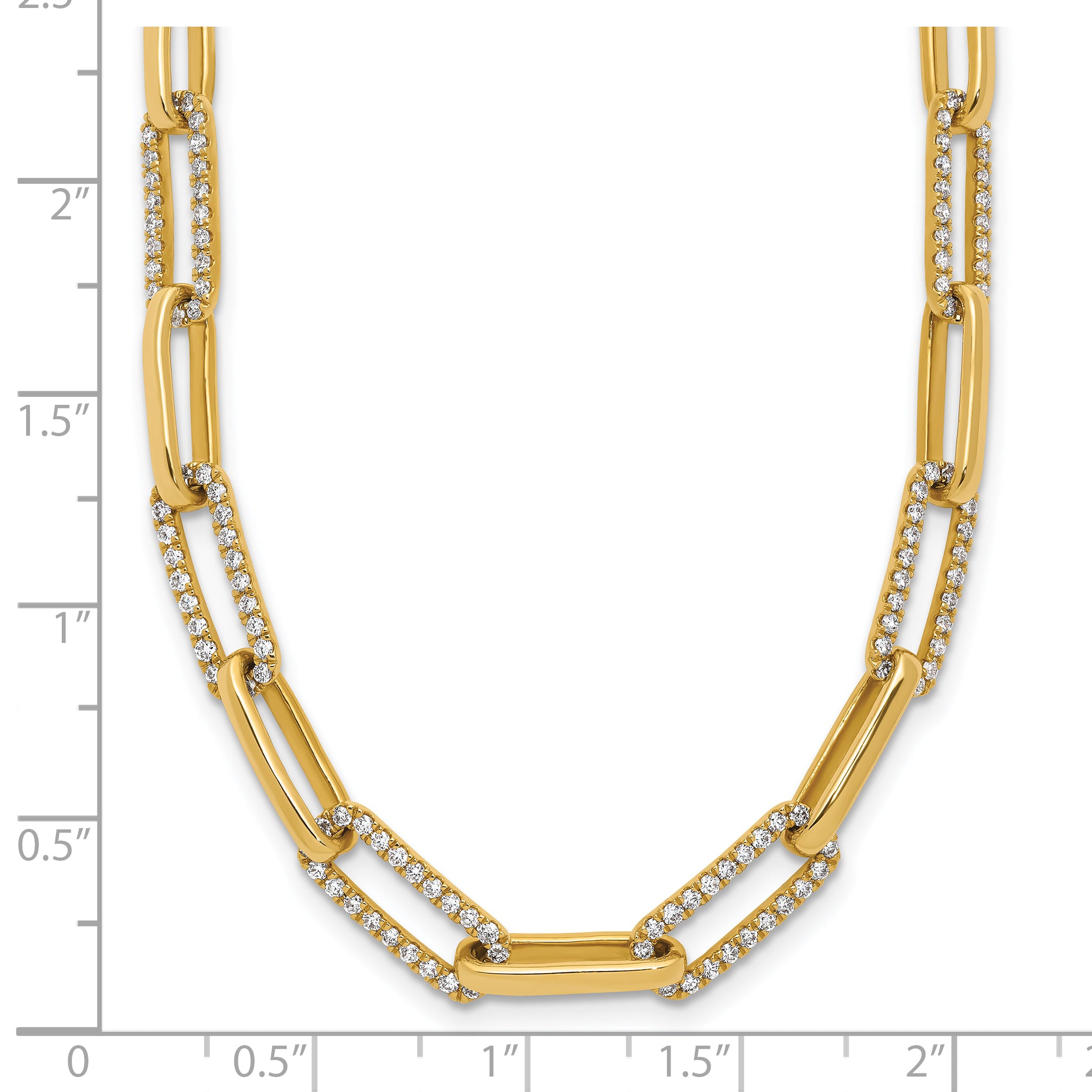 14k Polished 3.69 carat Diamond Paperclip Link 18 inch Necklace