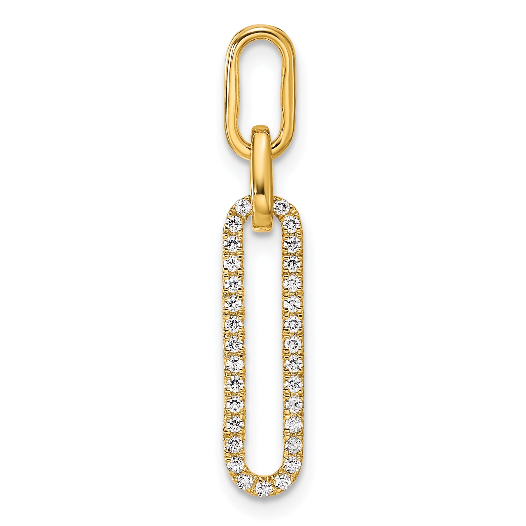 14K Polished 1/6 carat Diamond Paperclip Link Pendant Main image