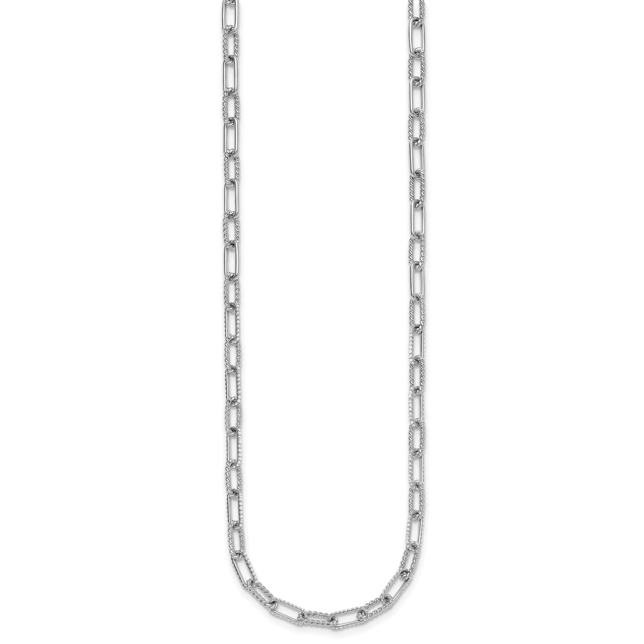 14K White Gold Polished and Twisted 1.44 carat Diamond Paperclip Link 18 inch Necklace Secondary image