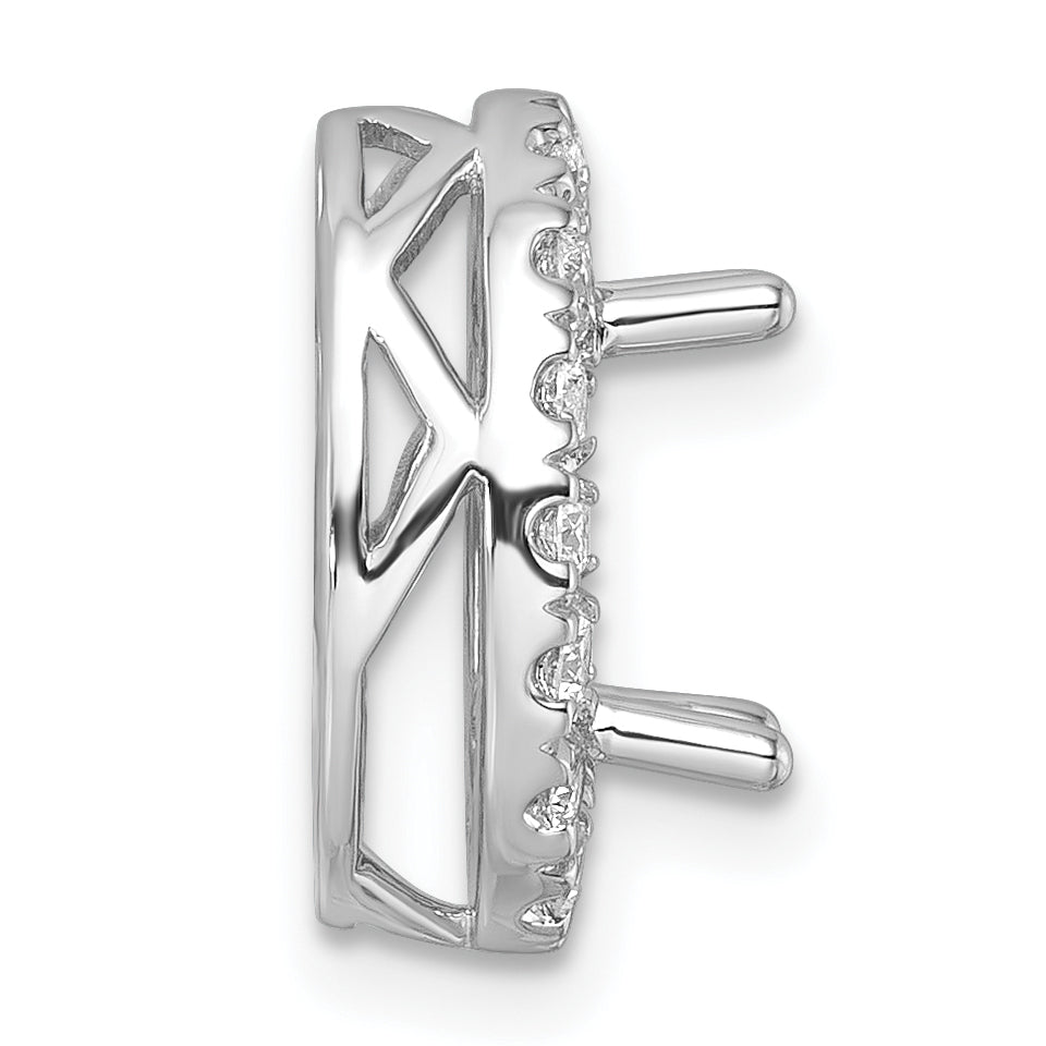 14k White Gold 1/2 carat Lab Grown Diamond VS/SI+ G+ Semi Mount Halo Chain Slide Pendant Secondary image