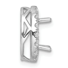 14k White Gold 1/2 carat Lab Grown Diamond VS/SI+ G+ Semi Mount Halo Chain Slide Pendant