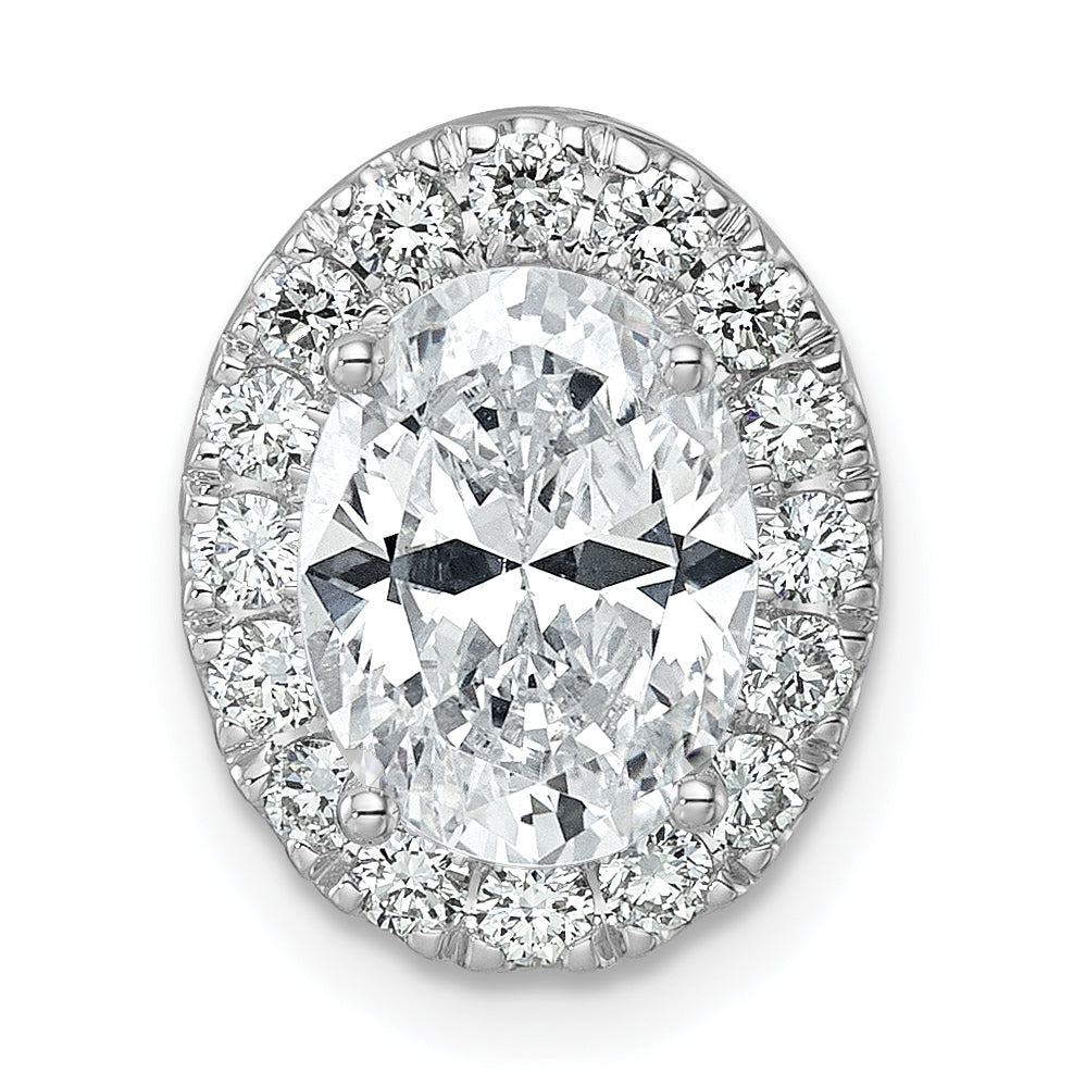 14k White Gold 2 1/2 carat Lab Grown Diamond VS/SI+ G+ Complete Halo Chain Slide Pendant