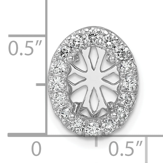 14k White Gold 1/2 carat Lab Grown Diamond VS/SI+ G+ Semi Mount Halo Chain Slide Pendant