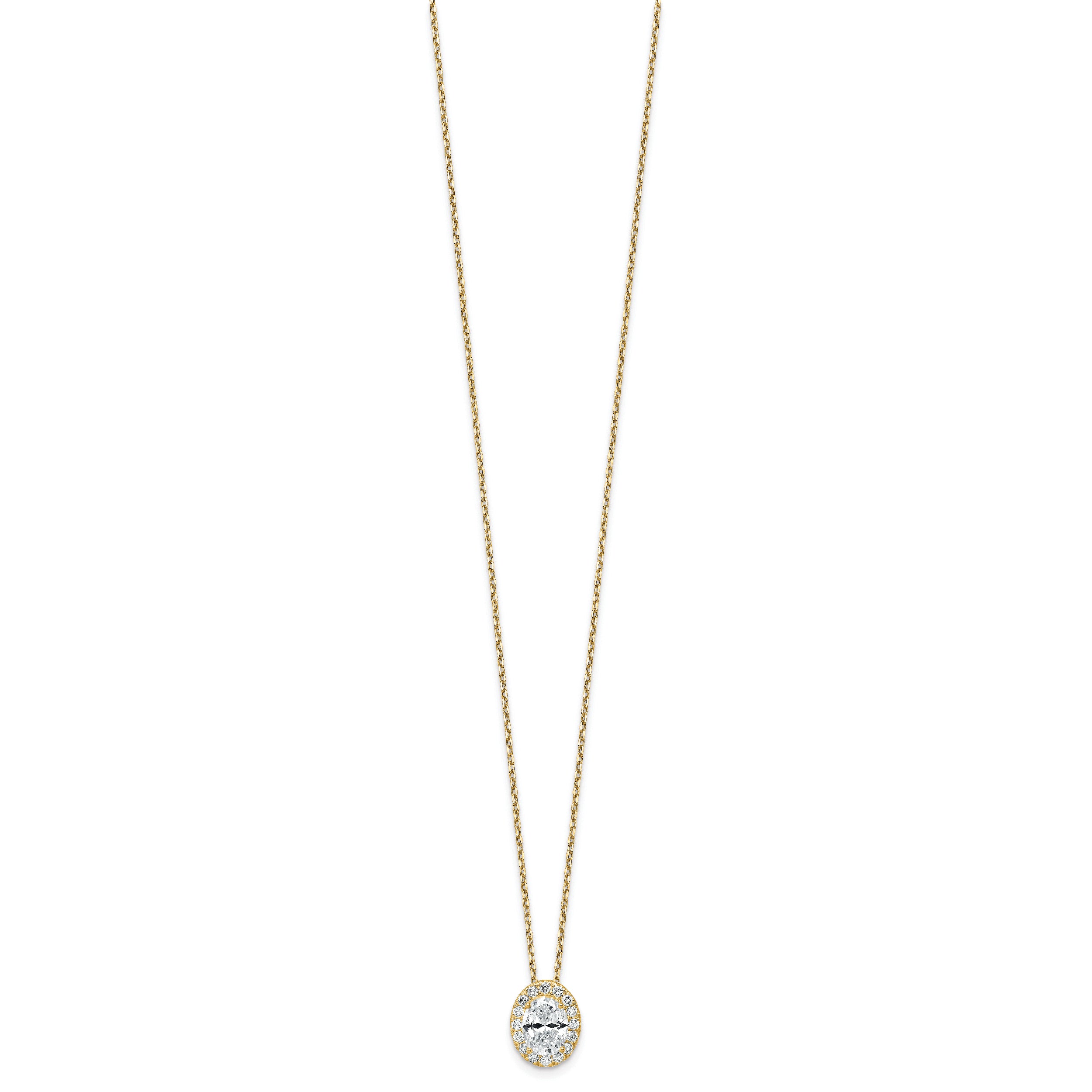 14k 2 1/2 carat Certified Lab Grown Diamond VS/SI+ G+ Complete 18 inch Oval Halo Pendant Necklace