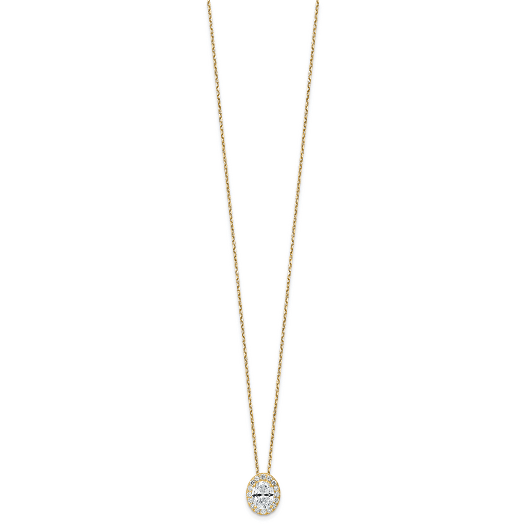 14k 2 1/2 carat Certified Lab Grown Diamond VS/SI+ G+ Complete 18 inch Oval Halo Pendant Necklace
