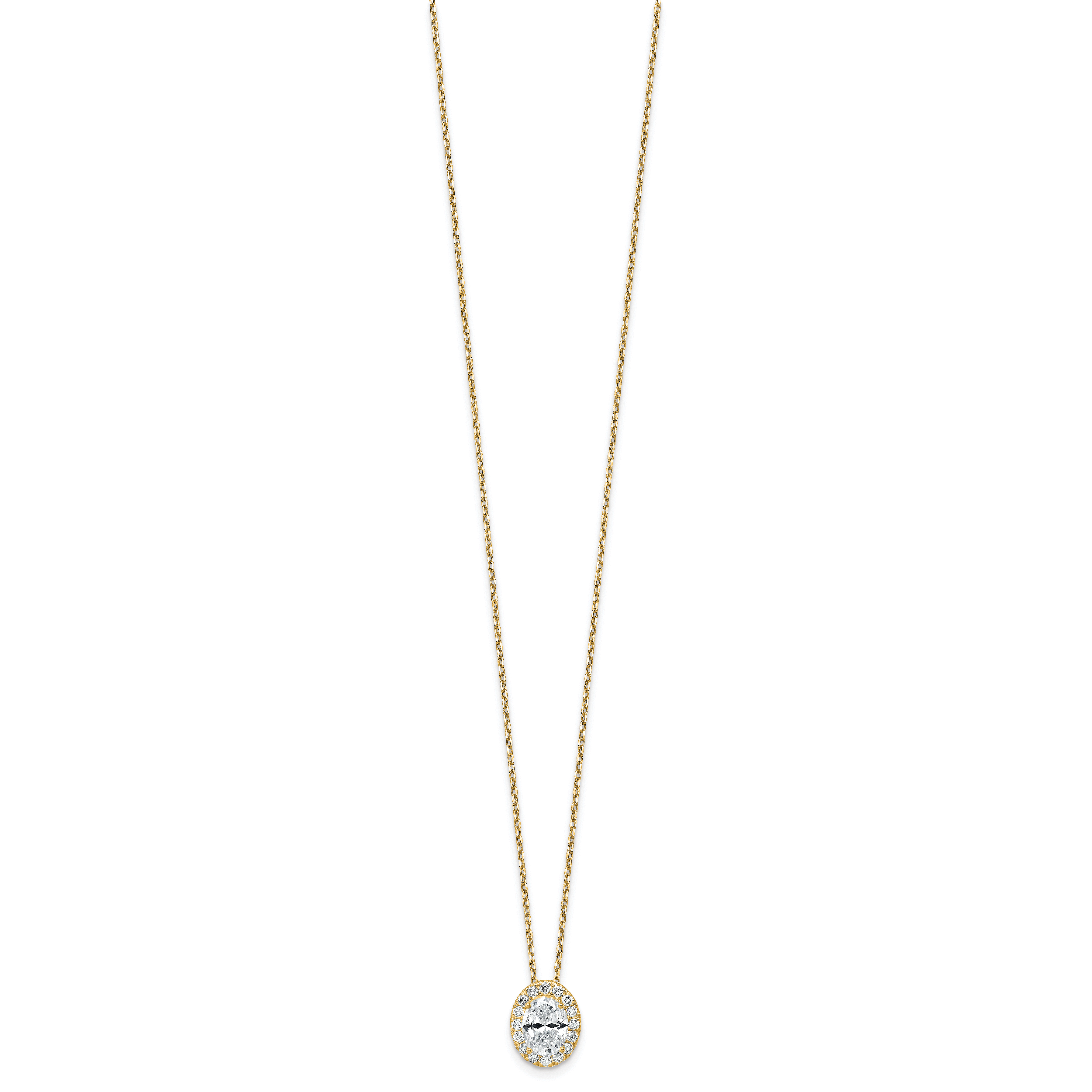 14k 2 1/2 carat Certified Lab Grown Diamond VS/SI+ G+ Complete 18 inch Oval Halo Pendant Necklace