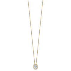 14k 2 1/2 carat Certified Lab Grown Diamond VS/SI+ G+ Complete 18 inch Oval Halo Pendant Necklace