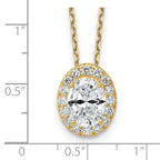 14k 2 1/2 carat Certified Lab Grown Diamond VS/SI+ G+ Complete 18 inch Oval Halo Pendant Necklace