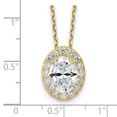14k 2 1/2 carat Certified Lab Grown Diamond VS/SI+ G+ Complete 18 inch Oval Halo Pendant Necklace