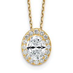 14k 2 1/2 carat Certified Lab Grown Diamond VS/SI+ G+ Complete 18 inch Oval Halo Pendant Necklace