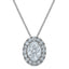 14k White Gold 2 1/2 carat Certified Lab Grown Diamond VS/SI+ G+ Complete 18 inch Oval Halo Pendant Necklace