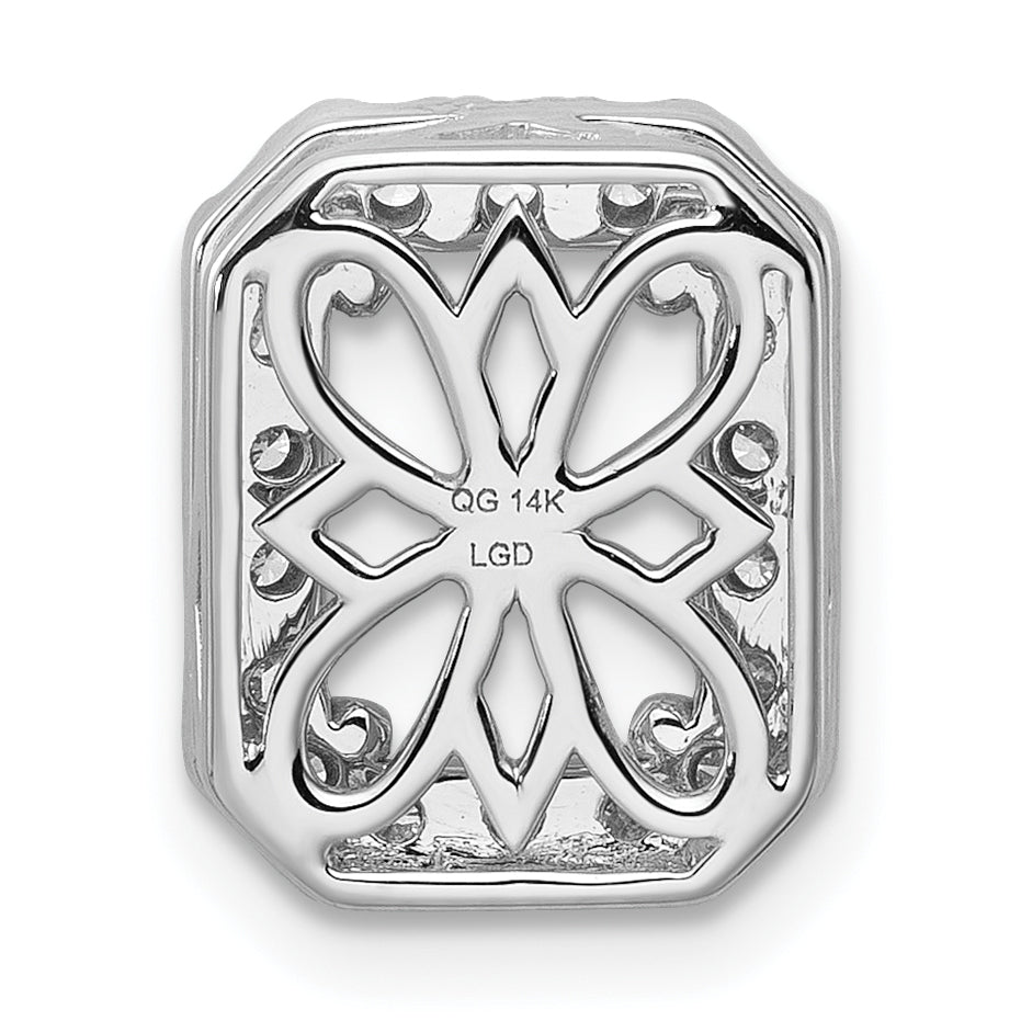 14k White Gold 2 1/2 carat Lab Grown Diamond VS/SI+ G+ Radiant Complete Halo Chain Slide Pendant