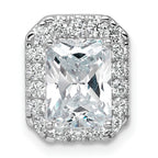 14k White Gold 2 1/2 carat Lab Grown Diamond VS/SI+ G+ Radiant Complete Halo Chain Slide Pendant