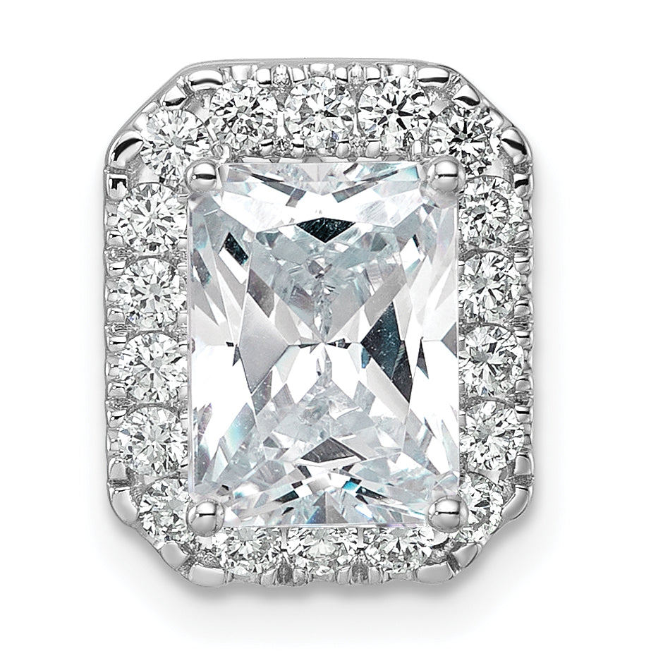 14k White Gold 2 1/2 carat Lab Grown Diamond VS/SI+ G+ Radiant Complete Halo Chain Slide Pendant