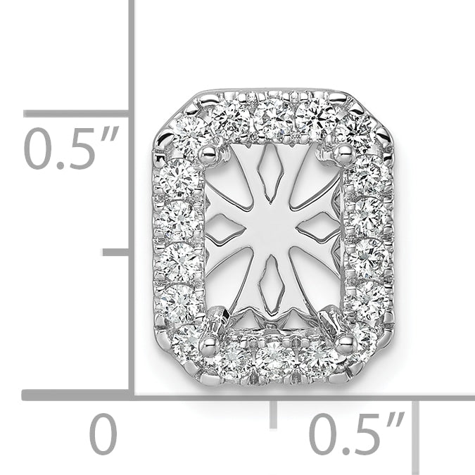 14k White Gold 1/2 carat Lab Grown Diamond VS/SI+ G+ Semi Mount Halo Chain Slide Pendant