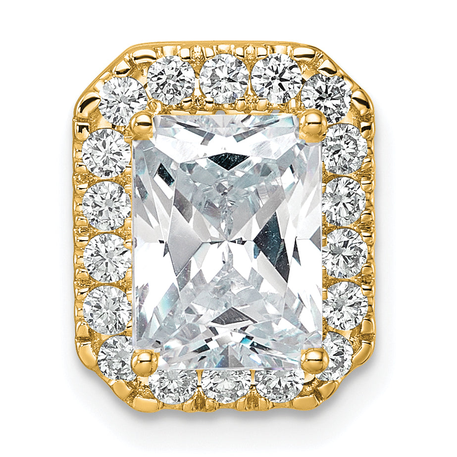 14k 2 1/2 carat Lab Grown Diamond VS/SI+ G+ Radiant Complete Halo Chain Slide Pendant
