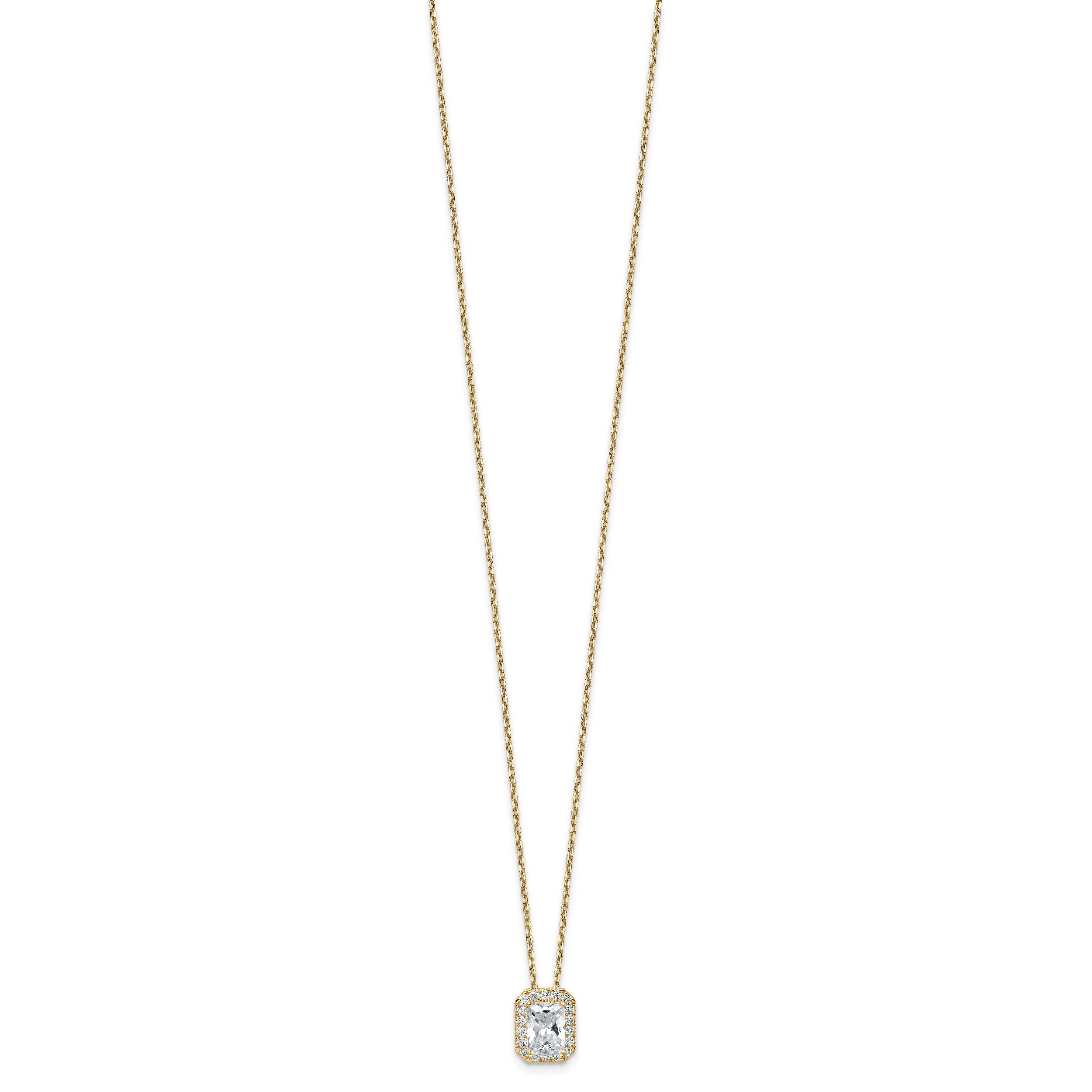 14k 2 1/2 carat Certified Lab Grown Diamond VS/SI+ G+ Complete 18 inch Radiant Halo Pendant Necklace