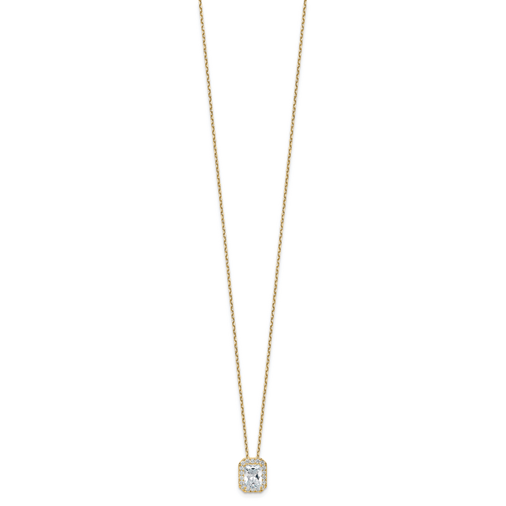 14k 2 1/2 carat Certified Lab Grown Diamond VS/SI+ G+ Complete 18 inch Radiant Halo Pendant Necklace