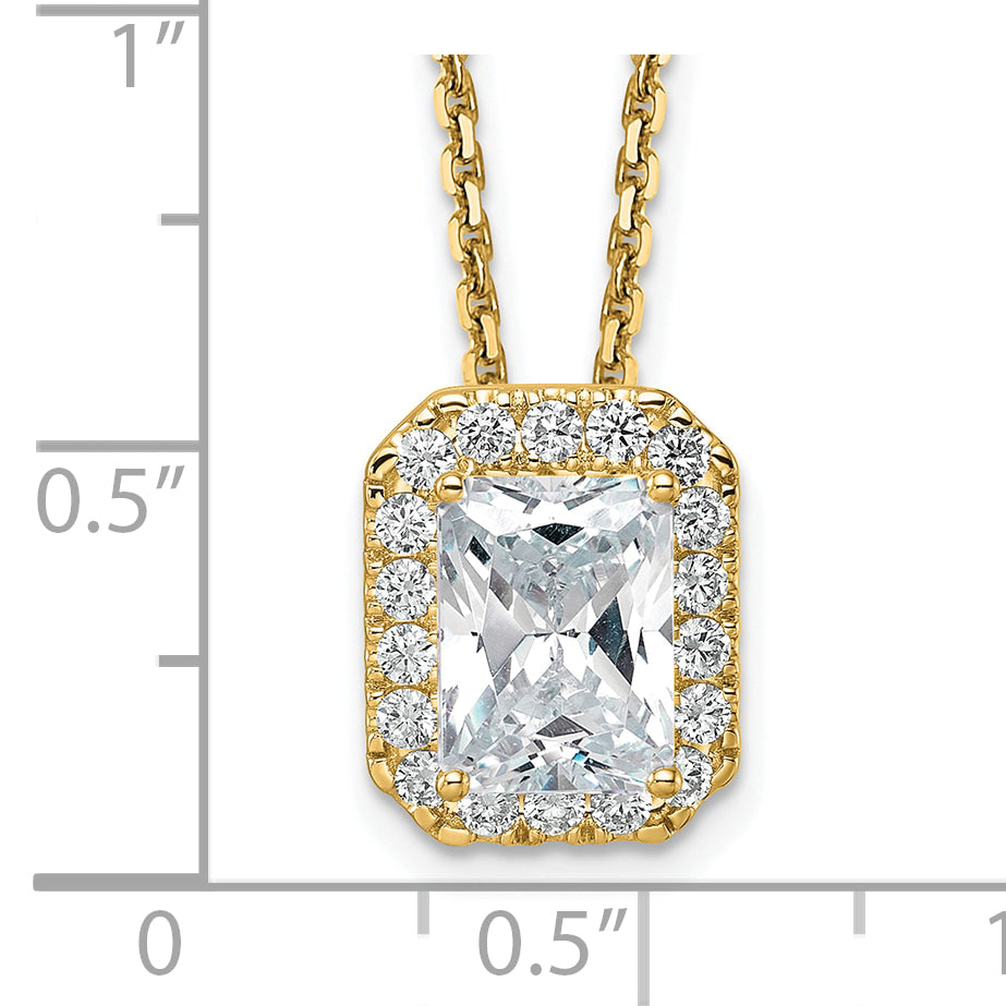 14k 2 1/2 carat Certified Lab Grown Diamond VS/SI+ G+ Complete 18 inch Radiant Halo Pendant Necklace
