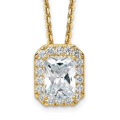 14k 2 1/2 carat Certified Lab Grown Diamond VS/SI+ G+ Complete 18 inch Radiant Halo Pendant Necklace