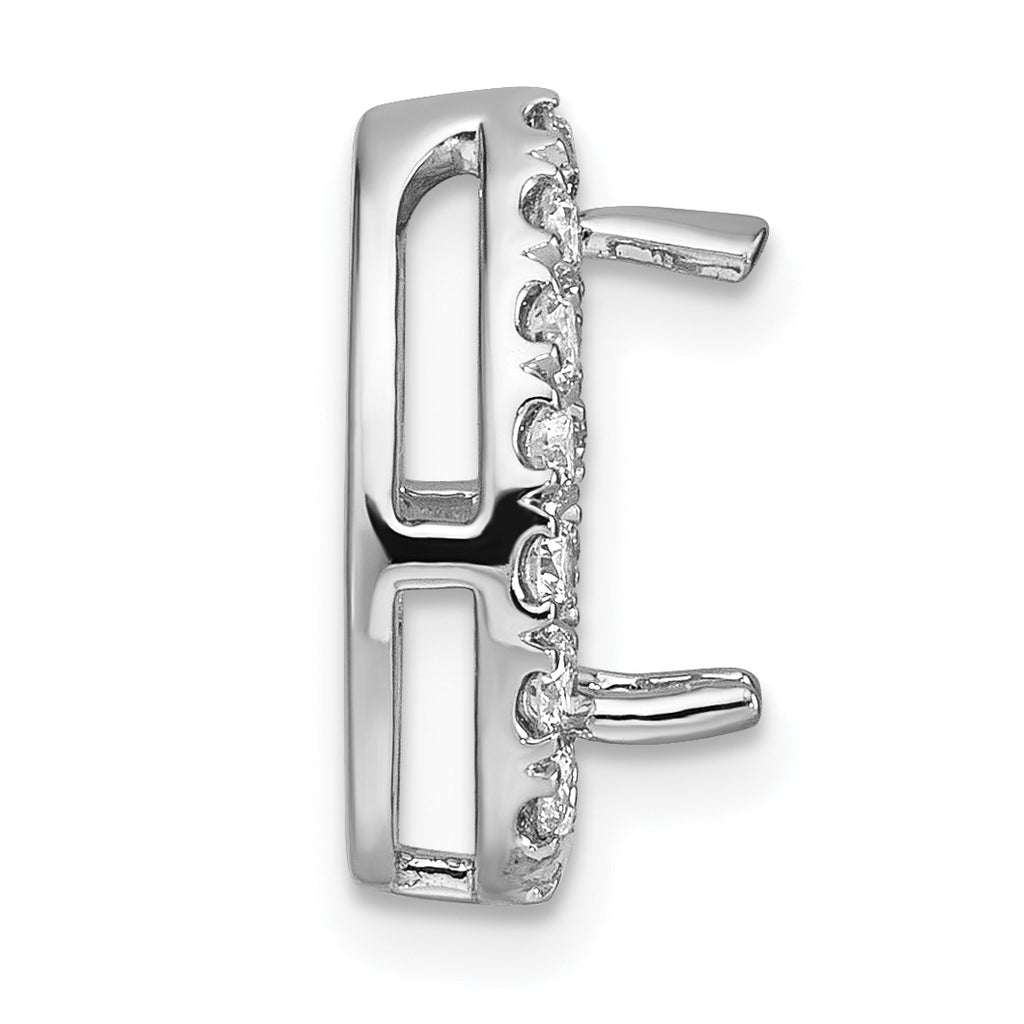 14k White Gold 3/8 carat Lab Grown Diamond VS/SI+ G+ Semi Mount Pear Halo Chain Slide Pendant