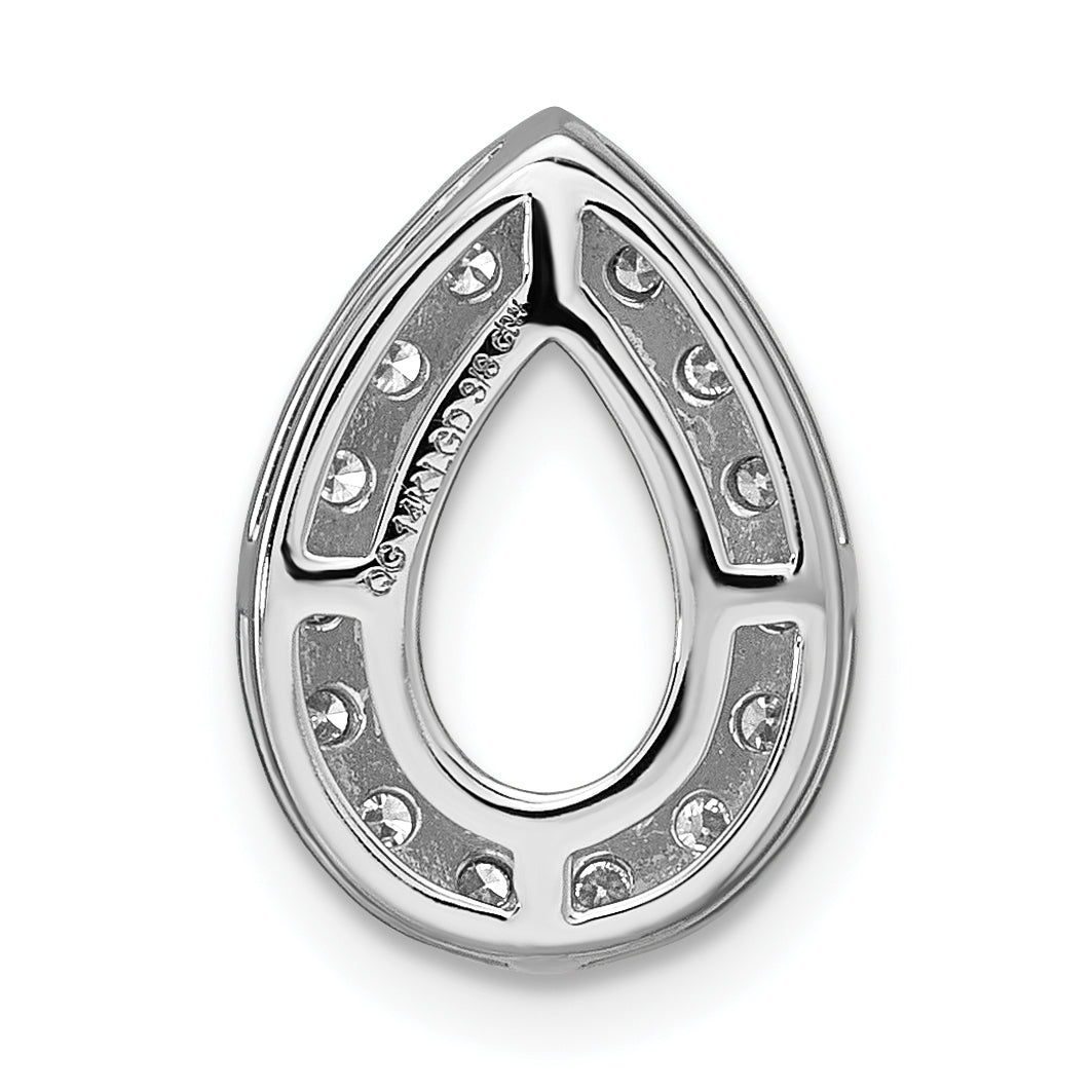 14k White Gold 3/8 carat Lab Grown Diamond VS/SI+ G+ Semi Mount Pear Halo Chain Slide Pendant