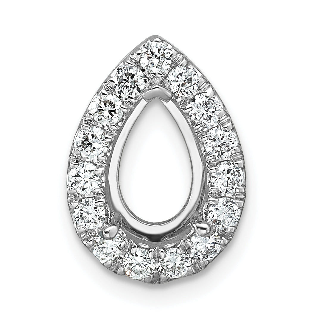 14k White Gold 2 3/8 carat Lab Grown Diamond VS/SI+ G+ Pear Complete Halo Chain Slide Pendant
