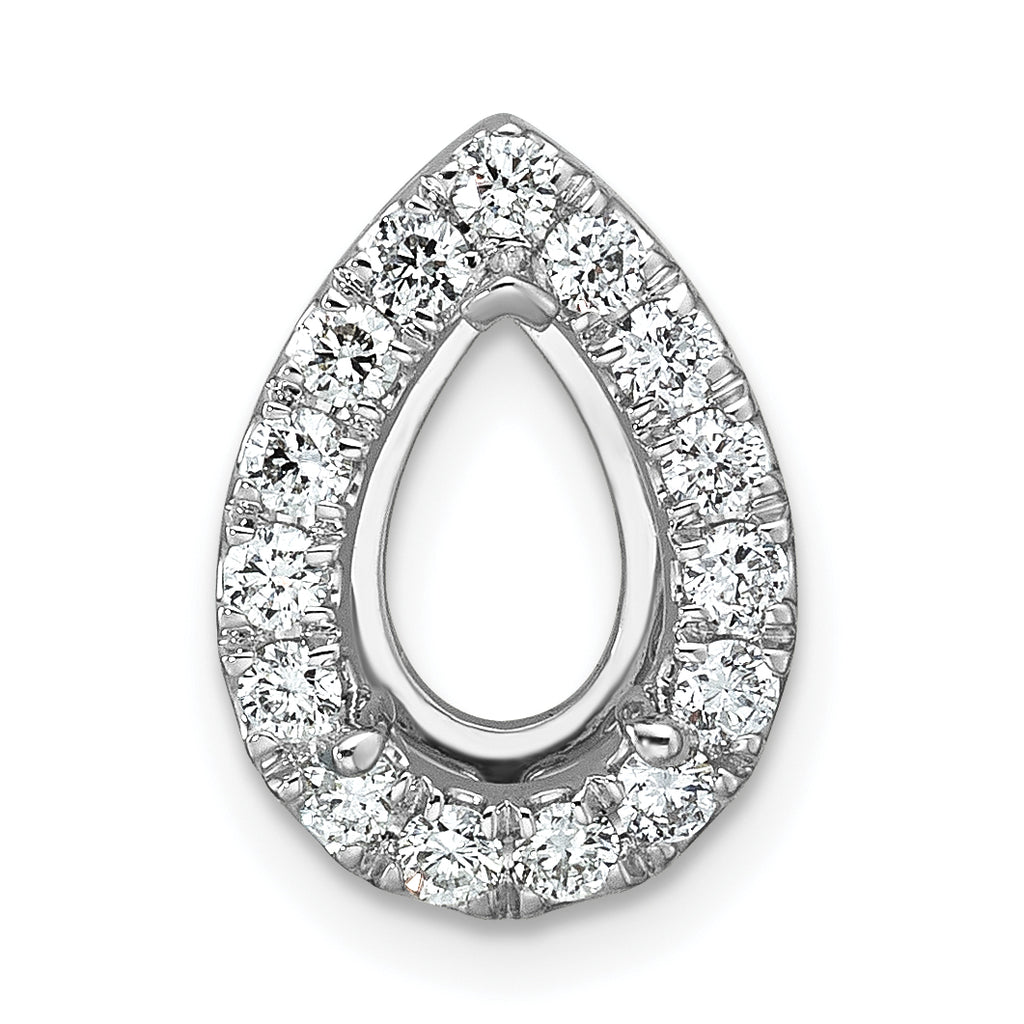 14k 3/8 carat Lab Grown Diamond VS/SI+ G+ Semi Mount Pear Halo Chain Slide Pendant