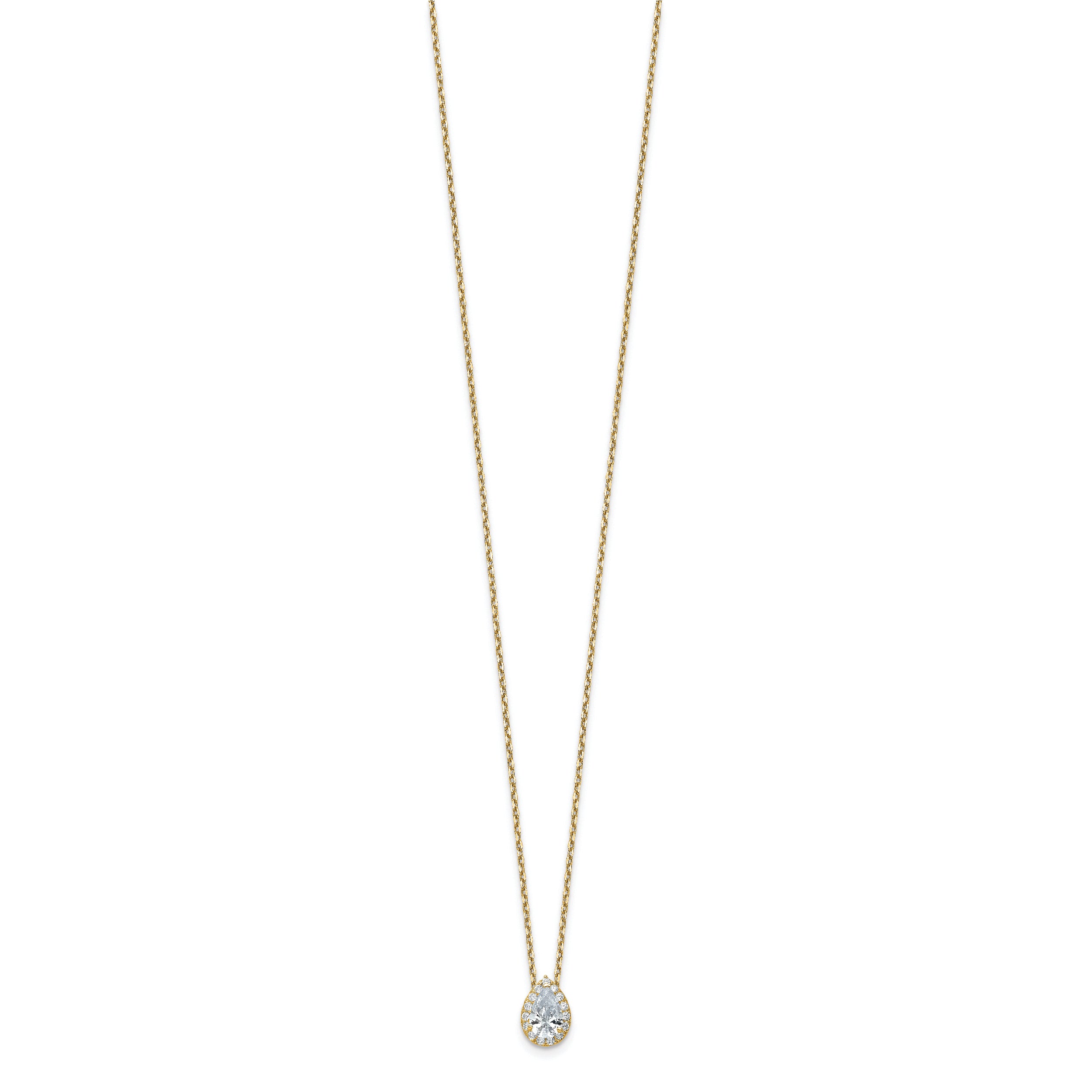 14k 2 3/8 carat Certified Lab Grown Diamond VS/SI+ G+ Complete 18 inch Pear Halo Pendant Necklace