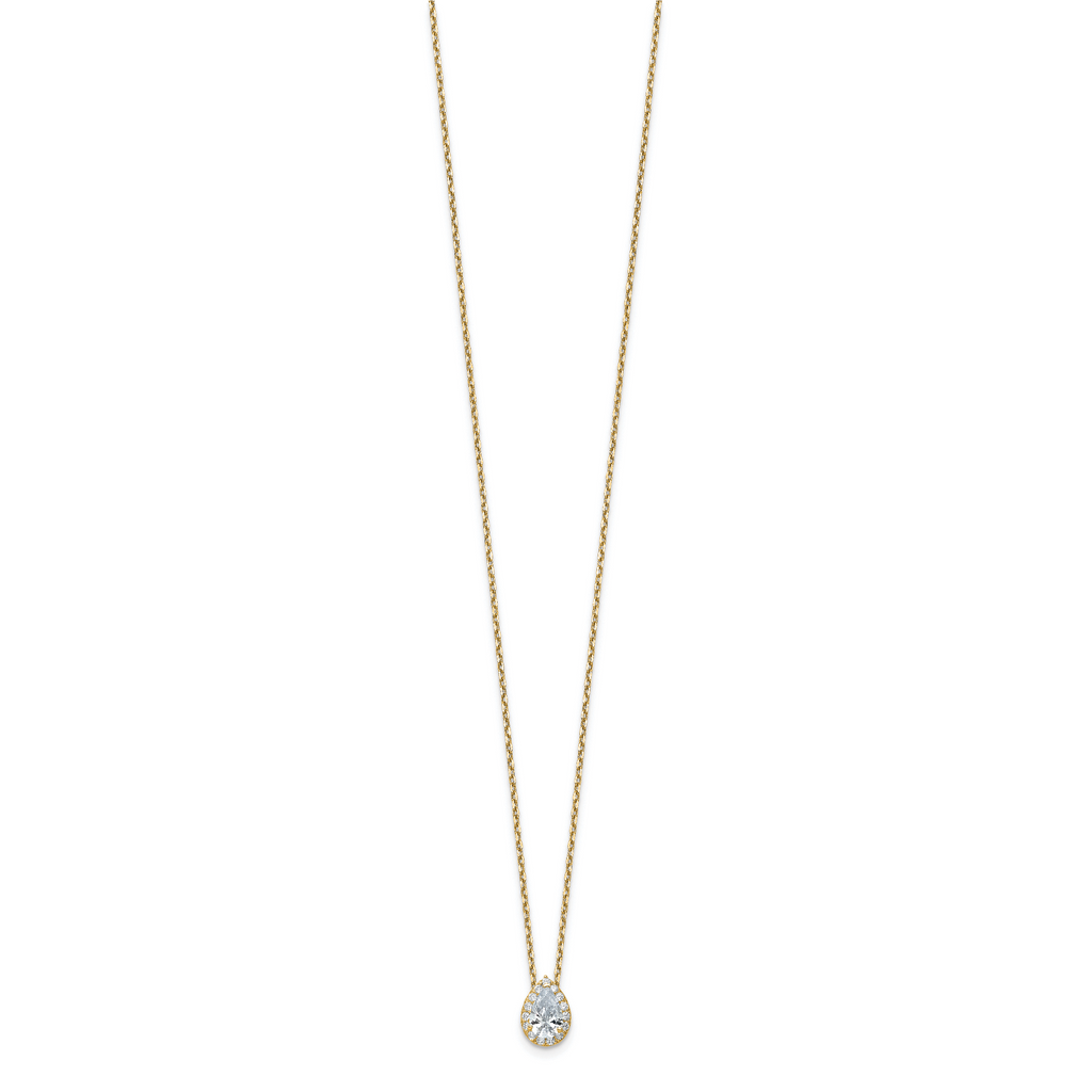 14k 2 3/8 carat Certified Lab Grown Diamond VS/SI+ G+ Complete 18 inch Pear Halo Pendant Necklace