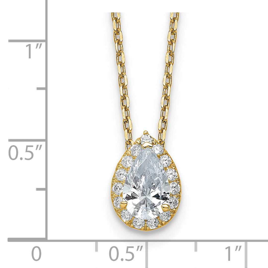 14k 2 3/8 carat Certified Lab Grown Diamond VS/SI+ G+ Complete 18 inch Pear Halo Pendant Necklace