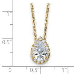 14k 2 3/8 carat Certified Lab Grown Diamond VS/SI+ G+ Complete 18 inch Pear Halo Pendant Necklace