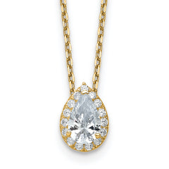 14k 2 3/8 carat Certified Lab Grown Diamond VS/SI+ G+ Complete 18 inch Pear Halo Pendant Necklace