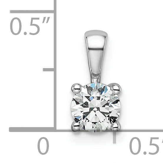 14k White Gold 1/2 carat Lab Grown Diamond VS+ F+ Round Complete Four Prong Pendant
