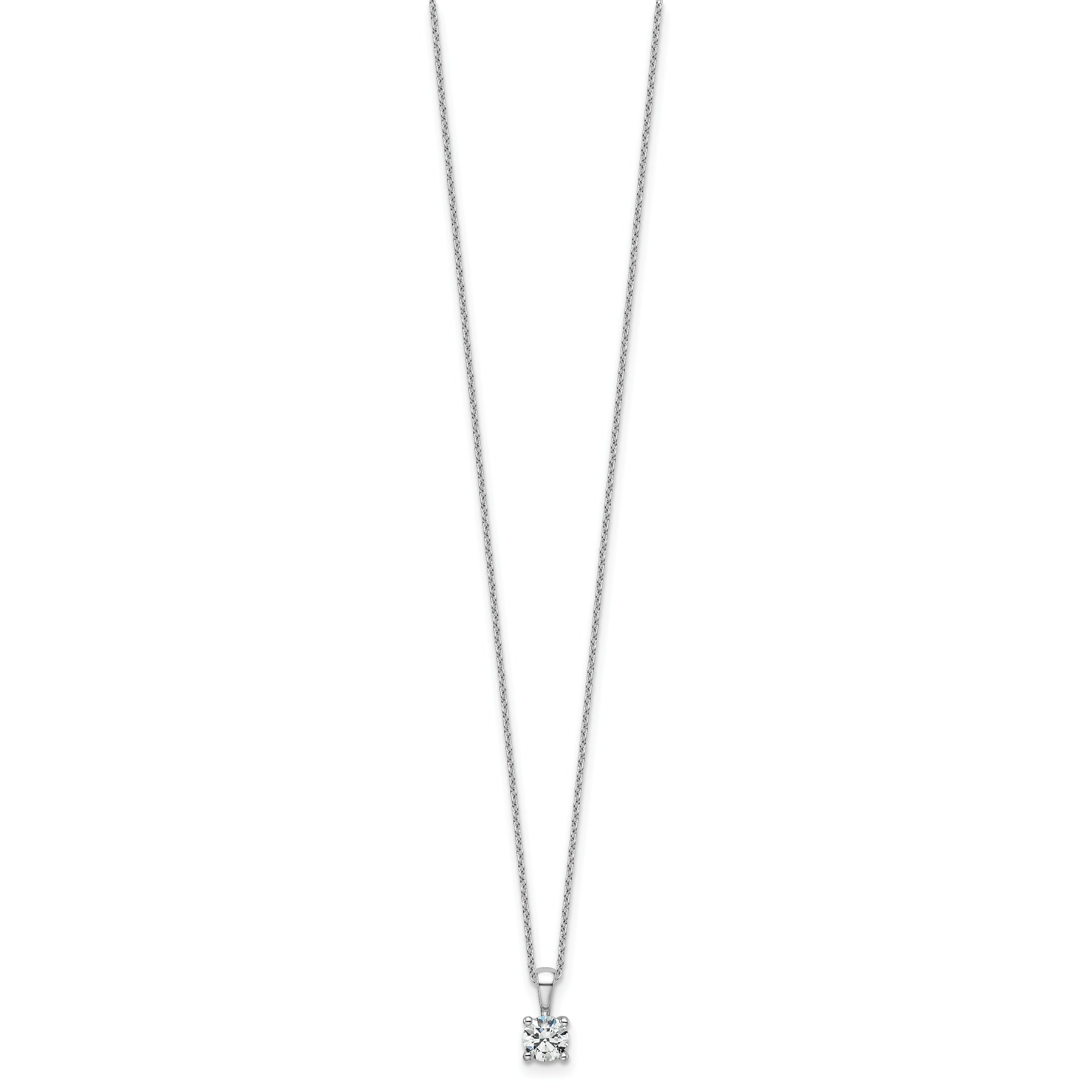 14k White Gold 1/2 carat Certified Lab Grown Diamond VS/SI+ G+ Round Complete 18 inch Four Prong Pendant Necklace